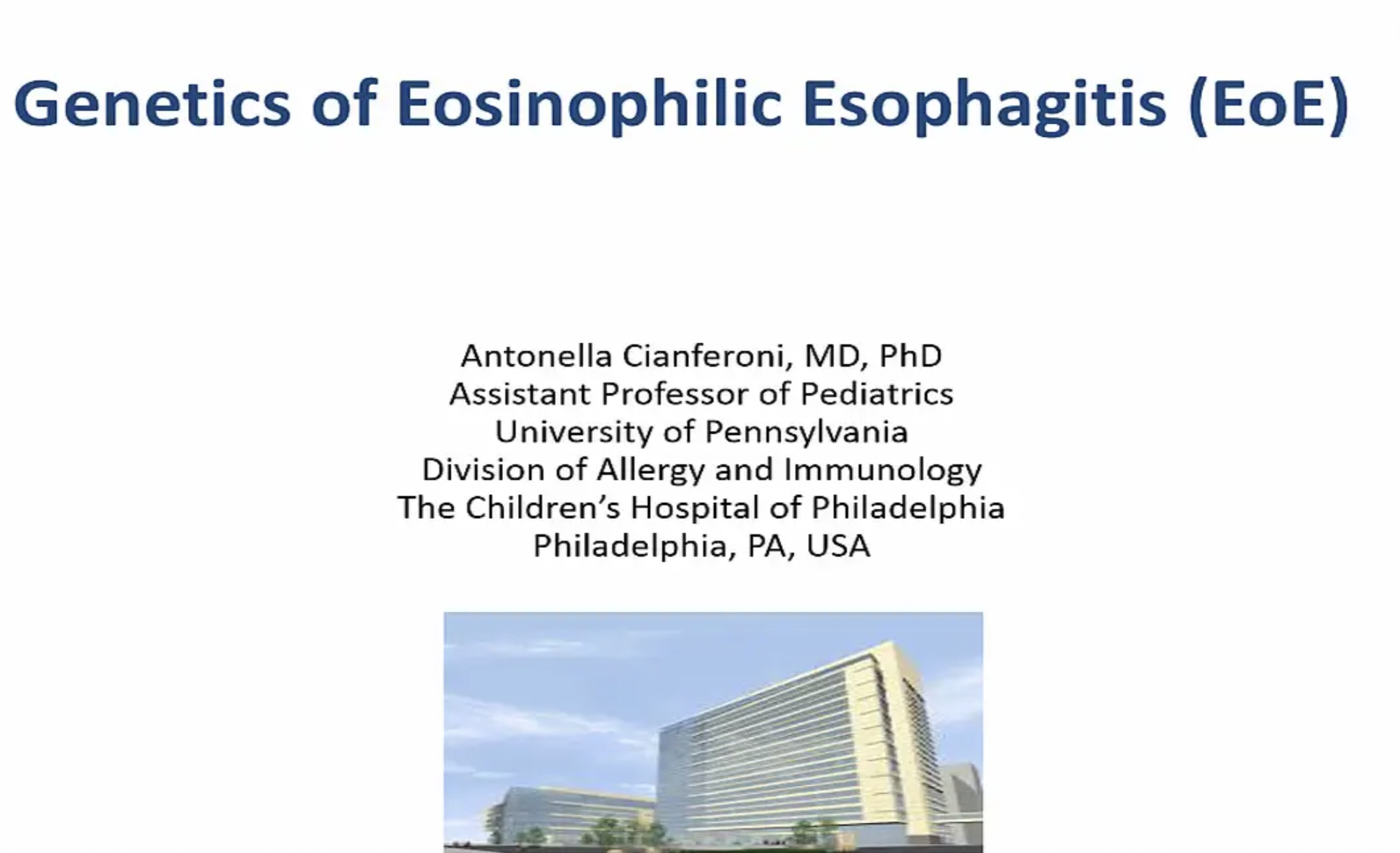 Screenshot of "Genetics of Eosinophilic Esophagitis (EoE)" video
